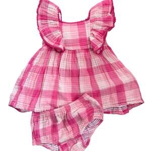 Tucker + Tate Pink Plaid Ruffle Top & Bloomer Set | 6M